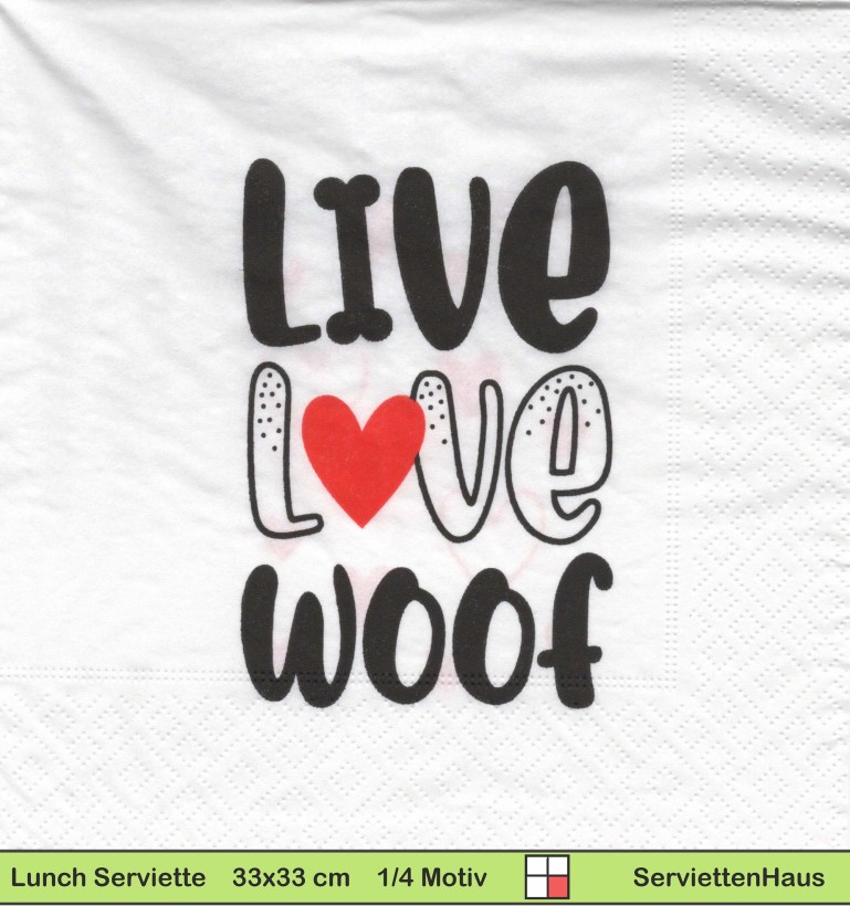Live Love woof - 1 Lunch Serviette